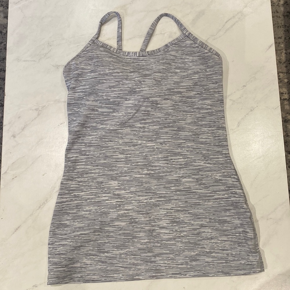 Lulu Lemon Racerback Tank Top (white, grey, black stripes) Size 6